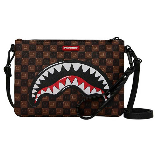Sprayground Τσαντάκι ώμου Sharks In Paris WTF Bubble Brown Check Crossover Clutch